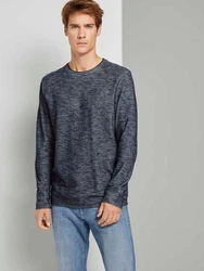 TOM TAILOR Rundhalsshirt Double Face Longsleeve Dunkelblau/Dunkelgrau/Grau