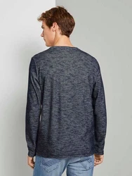 TOM TAILOR Rundhalsshirt Double Face Longsleeve Dunkelblau/Dunkelgrau/Grau