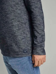 TOM TAILOR Rundhalsshirt Double Face Longsleeve Dunkelblau/Dunkelgrau/Grau