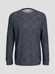 TOM TAILOR Rundhalsshirt Double Face Longsleeve Dunkelblau/Dunkelgrau/Grau
