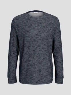 TOM TAILOR Rundhalsshirt Double Face Longsleeve Dunkelblau/Dunkelgrau/Grau TOM TAILOR Rundhalsshirt Double Face Longsleeve Dunkelblau/Dunkelgrau/Grau