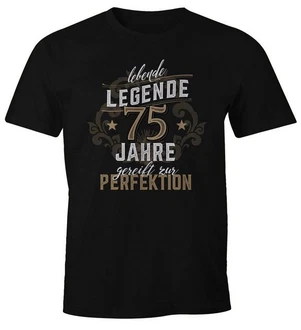 MoonWorks Print-Shirt Herren Geschenk T-Shirt Geburtstag Lebende Legende Schwarz/Beige