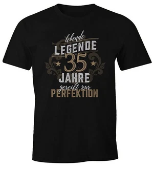 MoonWorks Print-Shirt Herren Geschenk T-Shirt Geburtstag Lebende Legende Schwarz/Beige/Grau