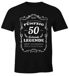 MoonWorks Print-Shirt Herren Geschenk T-Shirt Geburtstag Lebende Legende Dunkelrot/Gelb/Beige/Bordeaux/Schwarz/Hellblau