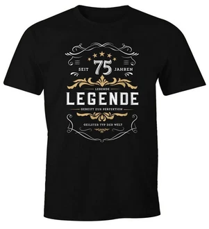 MoonWorks Print-Shirt Herren Lebende Legende Schwarz/Gelb/Dunkelblau/Beige