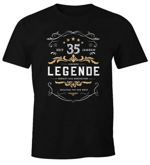 MoonWorks Print-Shirt Herren Lebende Legende Schwarz/Rot/Dunkelblau/Gelb