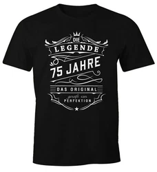 MoonWorks Print-Shirt Herren Geschenk T-Shirt Geburtstag Die Legende (30-80 Jahre) Schwarz/Bordeaux/Gelb