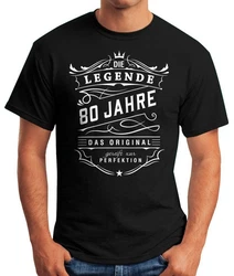 MoonWorks Print-Shirt Herren Geschenk T-Shirt Geburtstag Die Legende (30-80 Jahre) Schwarz/Dunkelrot