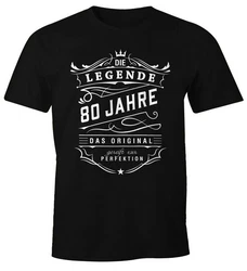 MoonWorks Print-Shirt Herren Geschenk T-Shirt Geburtstag Die Legende (30-80 Jahre) Schwarz/Dunkelrot