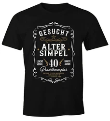 MoonWorks Print-Shirt Herren Geschenk T-Shirt Geburtstag Gesucht Alter Simpel Wanted (30-80 Jahre) Braun/Silber/Schwarz/Beige