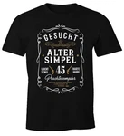 MoonWorks Print-Shirt Herren Geschenk T-Shirt Geburtstag Gesucht Alter Simpel Wanted (30-80 Jahre) Braun/Silber