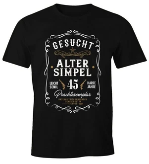 MoonWorks Print-Shirt Herren Geschenk T-Shirt Geburtstag Gesucht Alter Simpel Wanted (30-80 Jahre) Braun/Silber