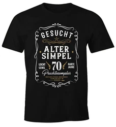 MoonWorks Print-Shirt Herren Geschenk T-Shirt Geburtstag Gesucht Alter Simpel Wanted (30-80 Jahre) Silber/Braun/Schwarz/Beige/Rot