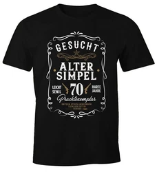 MoonWorks Print-Shirt Herren Geschenk T-Shirt Geburtstag Gesucht Alter Simpel Wanted (30-80 Jahre) Silber/Braun/Schwarz/Beige/Rot