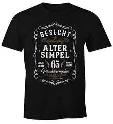 MoonWorks Print-Shirt Herren Geschenk T-Shirt Geburtstag Gesucht Alter Simpel Wanted (30-80 Jahre) Braun/Silber/Beige/Schwarz
