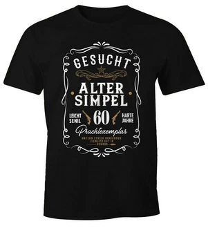 MoonWorks Print-Shirt Herren Geschenk T-Shirt Geburtstag Gesucht Alter Simpel Wanted (30-80 Jahre) Silber/Beige/Braun/Schwarz