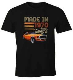 Print-Shirt Herren T-Shirt Geburtstag Retro Vintage Oldtimer siebziger 70er Auto Fun-Shirt mit Print