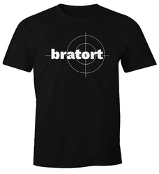 MoonWorks Print-Shirt Herren T-Shirt bratort Fun-Shirt Motiv Shirt Parodie Grillen BBQ Gold/Braun/Dunkelrot