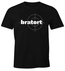 MoonWorks Print-Shirt Herren T-Shirt bratort Fun-Shirt Motiv Shirt Parodie Grillen BBQ Gold/Braun/Dunkelrot