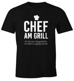 Print-Shirt Herren T-Shirt Chef am Grill Ich bin kein Klugscheier, ich wei es wirklich besser Fun-Shirt Spruch-Shirt Barbecue BBQ Tee Grillen mit Print
