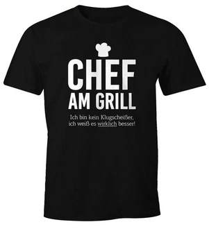 MoonWorks Print-Shirt Herren T-Shirt Chef am Grill