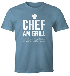 Print-Shirt Herren T-Shirt Chef am Grill Ich bin kein Klugscheier, ich wei es wirklich besser Fun-Shirt Spruch-Shirt Barbecue BBQ Tee Grillen mit Print