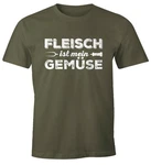 MoonWorks Herren T-Shirt Fleisch ist mein Gemüse Fun-Shirt Barbecue BBQ Grillen Food (MoonWorks) Grau/Dunkelgrün