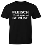 MoonWorks Herren T-Shirt Fleisch ist mein Gemüse Fun-Shirt Barbecue BBQ Grillen Food (MoonWorks) Grau
