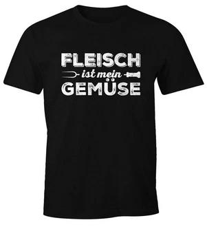MoonWorks Herren T-Shirt Fleisch ist mein Gemüse Fun-Shirt Barbecue BBQ Grillen Food (MoonWorks)