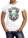 Neverless Print-Shirt Herren T-Shirt Lwe Br Sonnenbrille Palmen Summer California Slim Braun/Dunkelgrün