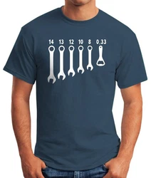MoonWorks Herren Shirt Bieröffner Flaschenöffner Schraubenschlüssel Fun-Shirt Blau/Dunkelblau/Beige/Lila
