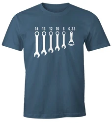 MoonWorks Herren Shirt Bieröffner Flaschenöffner Schraubenschlüssel Fun-Shirt Blau/Dunkelblau/Beige/Lila