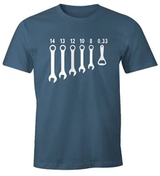 MoonWorks Herren Shirt Bieröffner Flaschenöffner Schraubenschlüssel Fun-Shirt Blau/Dunkelblau/Beige/Lila