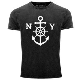 Print-Shirt Cooles Angesagtes Herren T-Shirt Vintage Shirt Anker mit Steuerrad mit Print