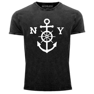Neverless Print-Shirt Herren T-Shirt Anker mit Steuerrad