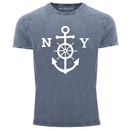 Print-Shirt Cooles Angesagtes Herren T-Shirt Vintage Shirt Anker mit Steuerrad mit Print