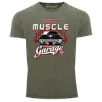 Neverless Print-Shirt Vintage Retro American Muscle Dunkelgrün/Grün
