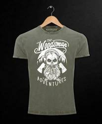 Neverless Print-Shirt Cooles Angesagtes Herren T-Shirt Vintage Shirt Lumberjack Woodsman Dunkelgrün/Grün