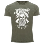 Neverless Print-Shirt Cooles Angesagtes Herren T-Shirt Vintage Shirt Lumberjack Woodsman Dunkelgrün/Grün