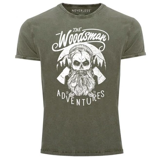Neverless Print-Shirt Cooles Angesagtes Herren T-Shirt Vintage Shirt Lumberjack Woodsman Dunkelgrün/Grün Neverless Print-Shirt Cooles Angesagtes Herren T-Shirt Vintage Shirt Lumberjack Woodsman Dunkelgrün/Grün