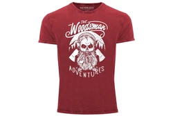 Neverless Print-Shirt Cooles Angesagtes Herren T-Shirt Vintage Shirt Lumberjack Woodsman Dunkelrot/Rosa/Bordeaux