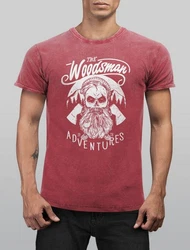 Neverless Print-Shirt Cooles Angesagtes Herren T-Shirt Vintage Shirt Lumberjack Woodsman Dunkelrot/Rosa/Bordeaux
