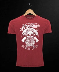 Neverless Print-Shirt Cooles Angesagtes Herren T-Shirt Vintage Shirt Lumberjack Woodsman Dunkelrot/Rosa/Bordeaux