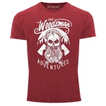 Neverless Print-Shirt Cooles Angesagtes Herren T-Shirt Vintage Shirt Lumberjack Woodsman Dunkelrot/Rosa/Bordeaux