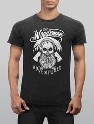 Neverless Print-Shirt Cooles Angesagtes Herren T-Shirt Vintage Shirt Lumberjack Woodsman Rosa/Dunkelgrau/Lila/Grau