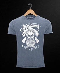 Neverless Print-Shirt Cooles Angesagtes Herren T-Shirt Vintage Shirt Lumberjack Woodsman Blau/Rosa/Lila/Dunkelblau