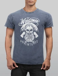 Neverless Print-Shirt Cooles Angesagtes Herren T-Shirt Vintage Shirt Lumberjack Woodsman Blau/Rosa/Lila/Dunkelblau