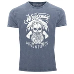 Neverless Print-Shirt Cooles Angesagtes Herren T-Shirt Vintage Shirt Lumberjack Woodsman Blau/Rosa/Lila/Dunkelblau