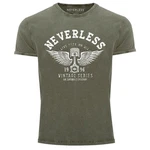 Neverless Print-Shirt Herren T-Shirt Retro Auto Kolben Dunkelgrün