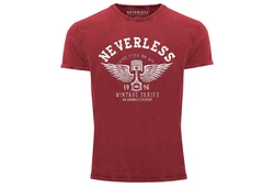 Neverless Print-Shirt Herren T-Shirt Retro Auto Kolben Rot/Lila/Dunkelrot